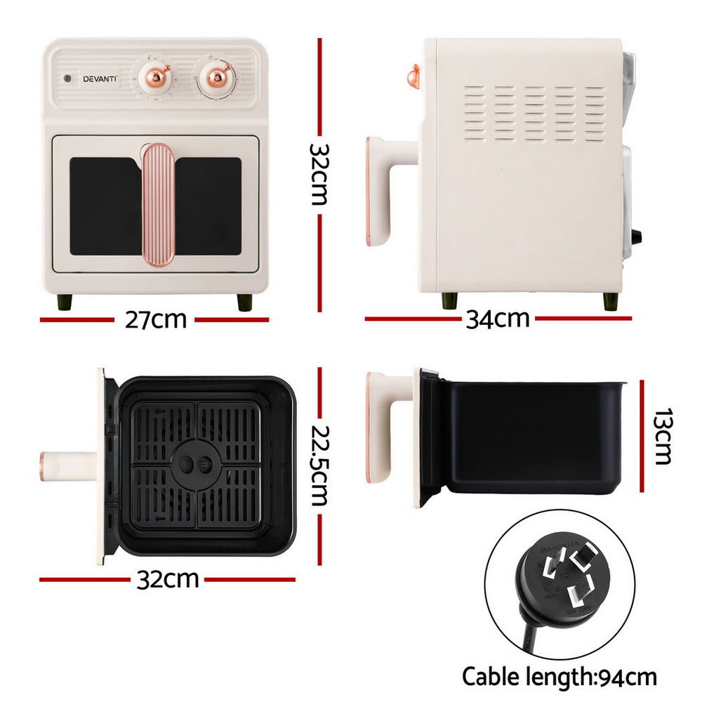 Air Fryers: Devanti 6L Air Fryer Knob Control 1700W Cream