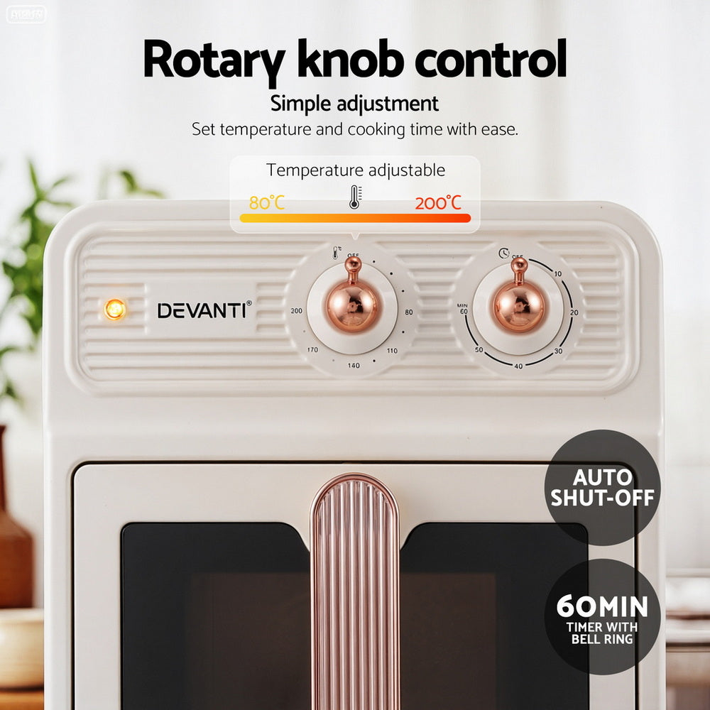 Air Fryers: Devanti 6L Air Fryer Knob Control 1700W Cream
