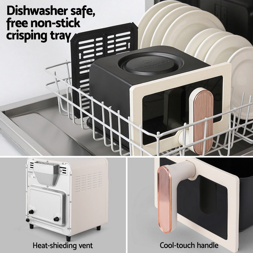 Air Fryers: Devanti 6L Air Fryer Knob Control 1700W Cream