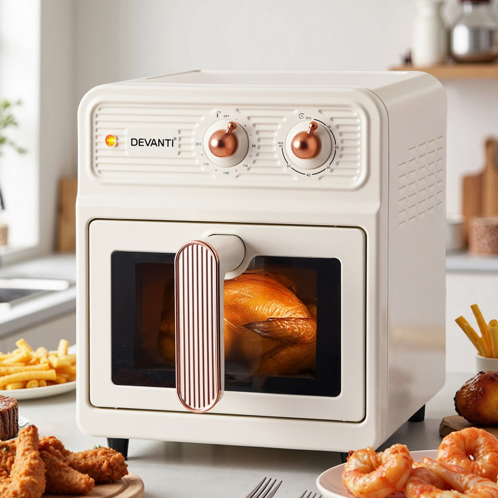 Air Fryers: Devanti 6L Air Fryer Knob Control 1700W Cream