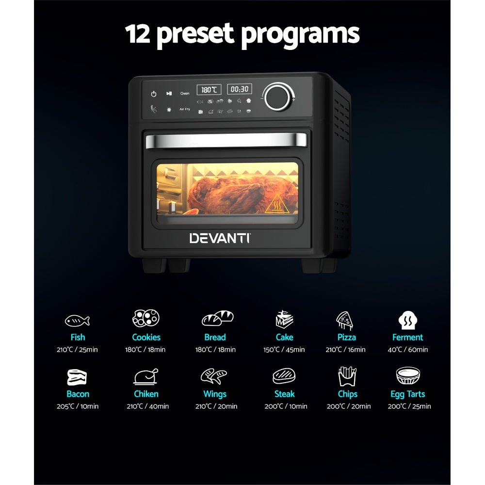 Air Fryers: Devanti Air Fryer 15L LCD Fryers Oven