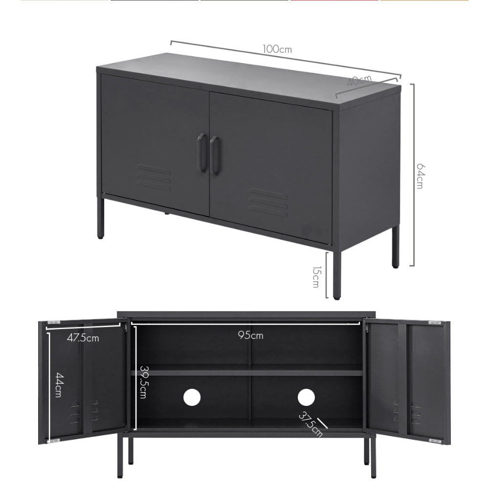Buffets & Sideboards: Artiss Buffet Sideboard Metal Cabinet - BASE Charcoal