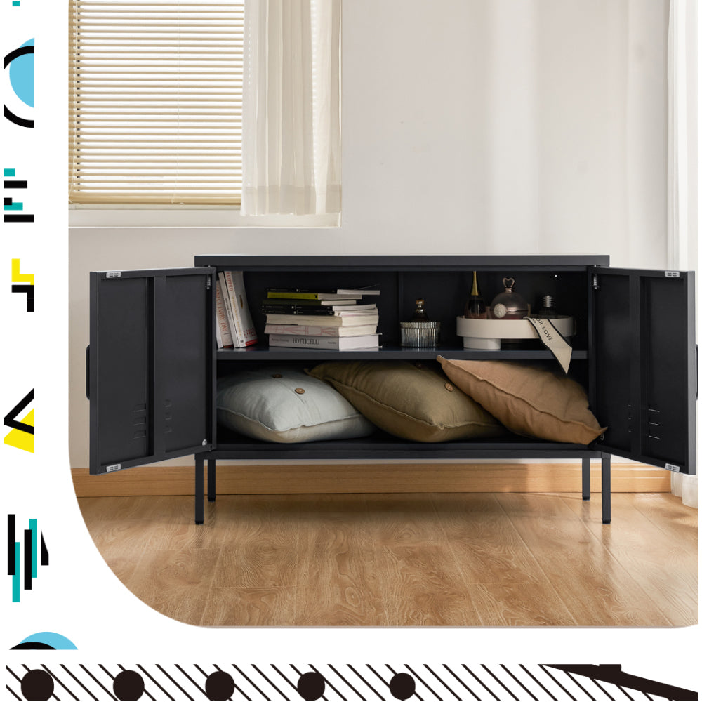 Buffets & Sideboards: Artiss Buffet Sideboard Metal Cabinet - BASE Charcoal