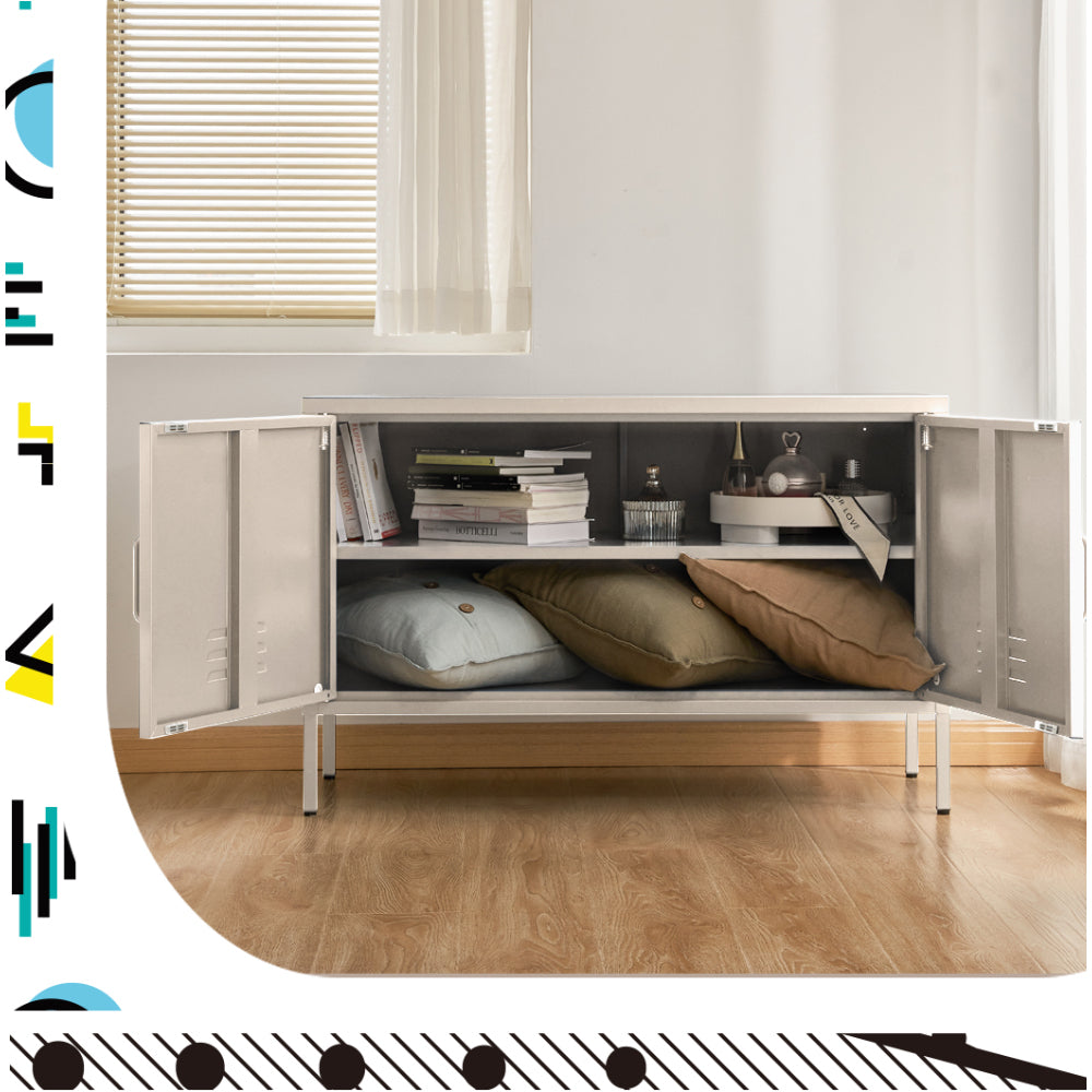 Buffets & Sideboards: Artiss Buffet Sideboard Metal Cabinet - BASE White