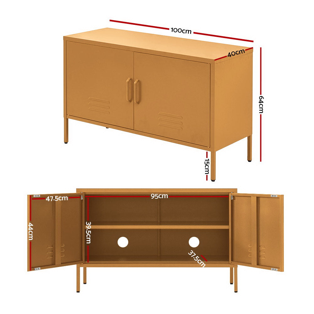 Buffets & Sideboards: Artiss Buffet Sideboard Metal Cabinet - BASE Yellow