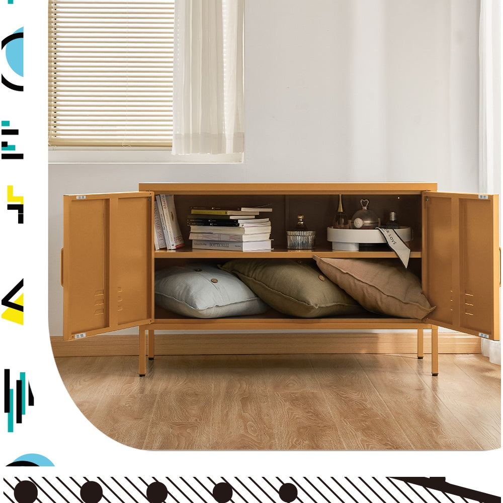 Buffets & Sideboards: Artiss Buffet Sideboard Metal Cabinet - BASE Yellow