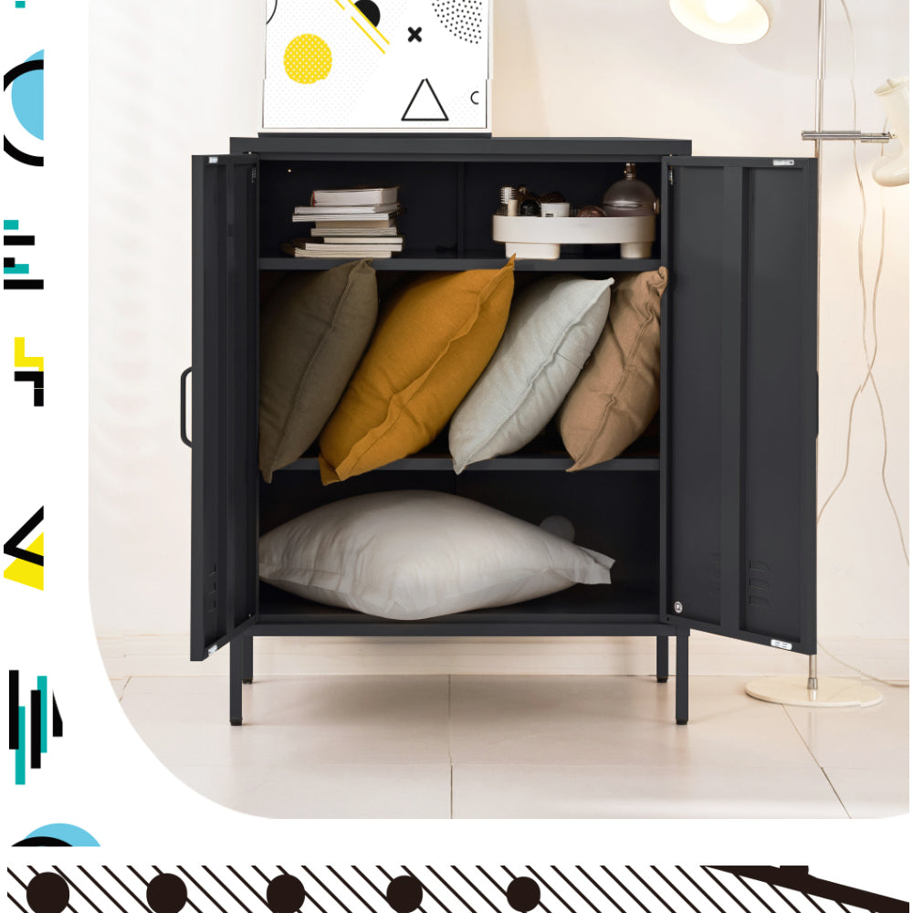 Buffets & Sideboards: Artiss Buffet Sideboard Metal Cabinet - SWEETHEART Charcoal
