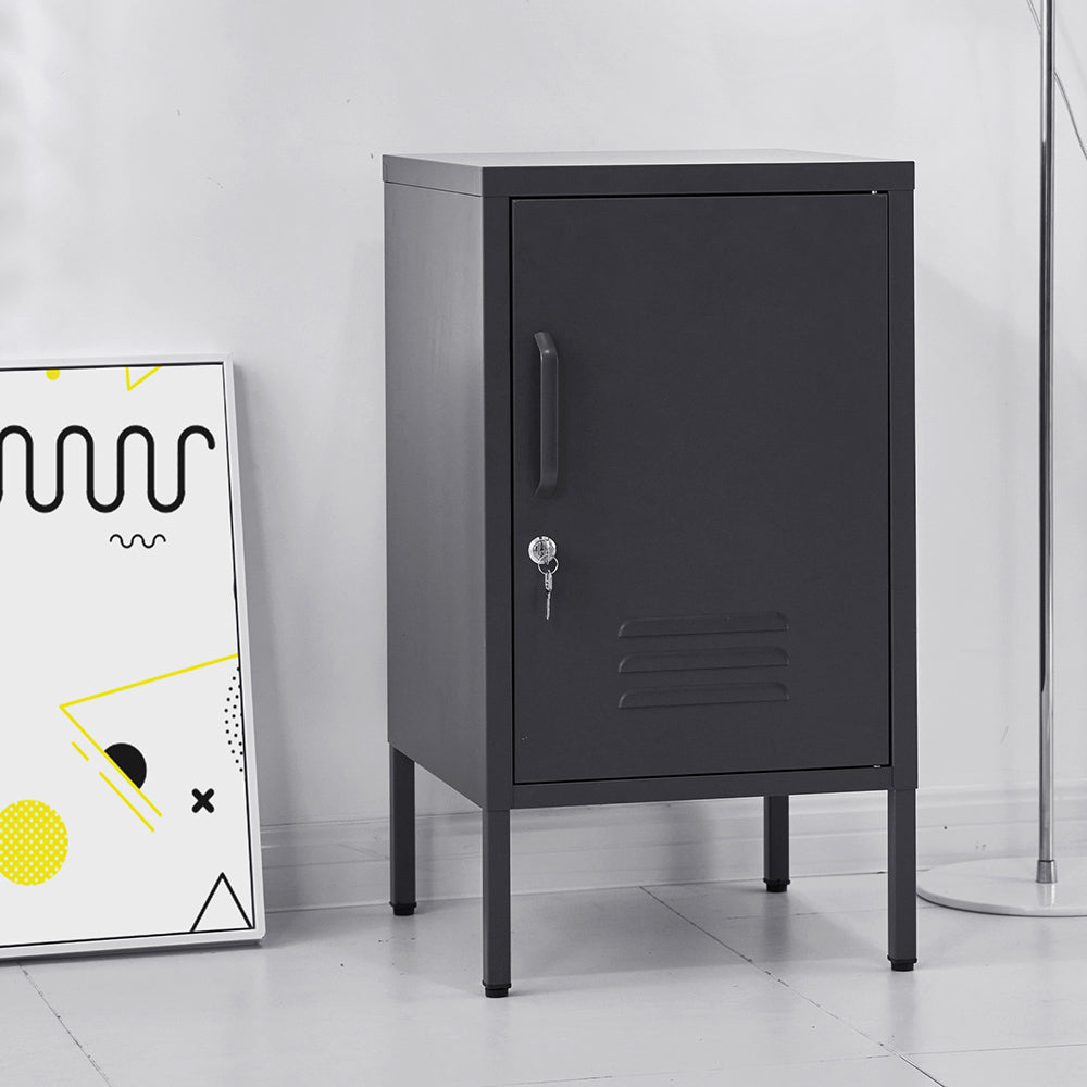 Bedside Tables: Artiss Bedside Table Metal Cabinet - Black