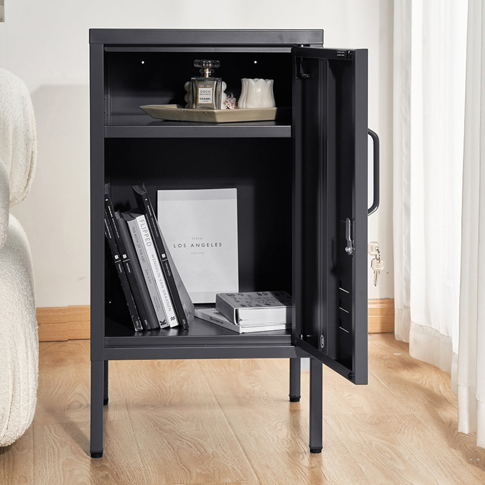 Bedside Tables: Artiss Bedside Table Metal Cabinet - Black