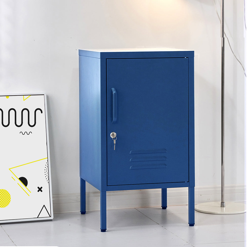 Bedside Tables: Artiss Bedside Table Metal Cabinet - Blue