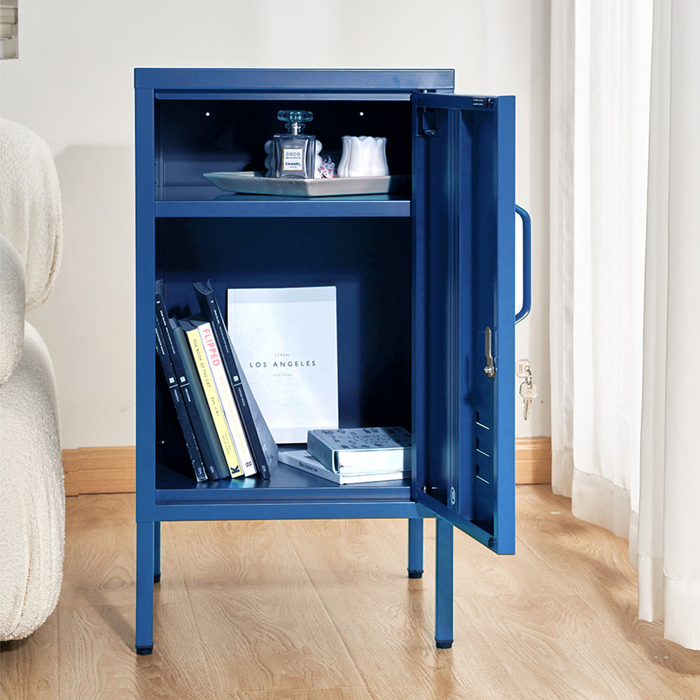 Bedside Tables: Artiss Bedside Table Metal Cabinet - Blue