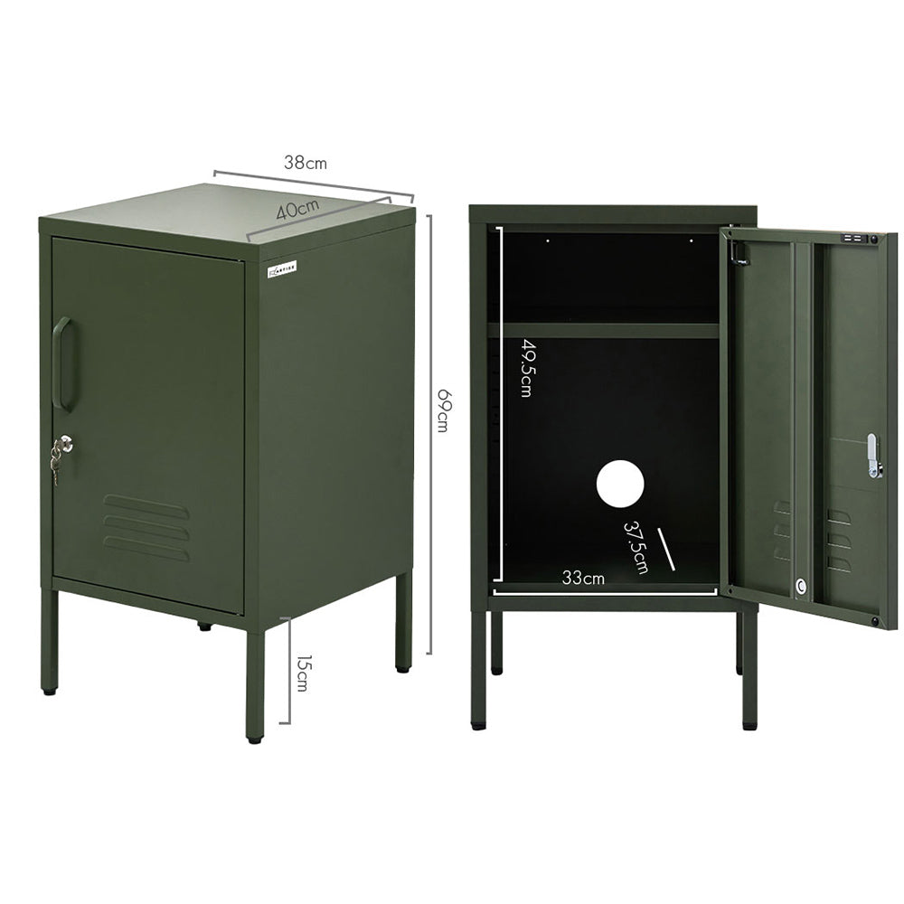 Bedside Tables: Artiss Bedside Table Metal Cabinet - Green