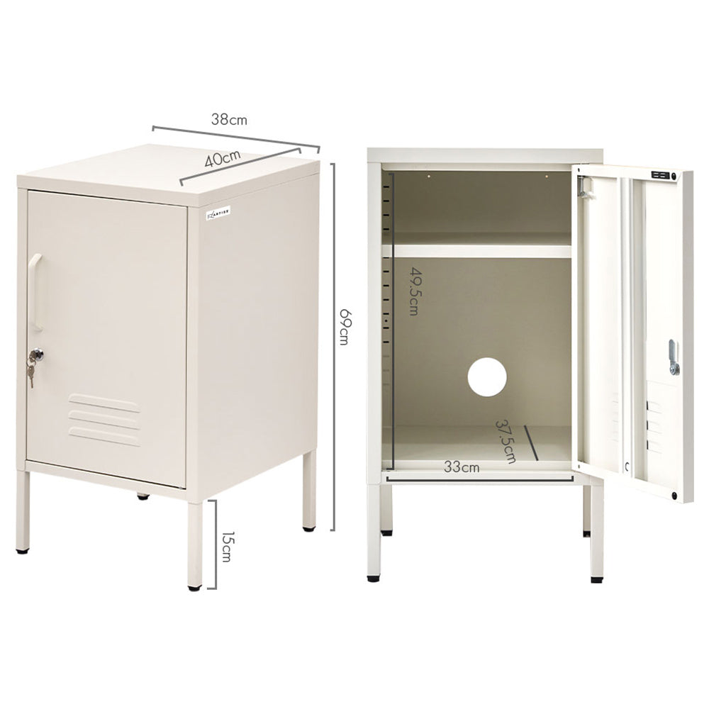 Bedside Tables: Artiss Bedside Table Metal Cabinet - White
