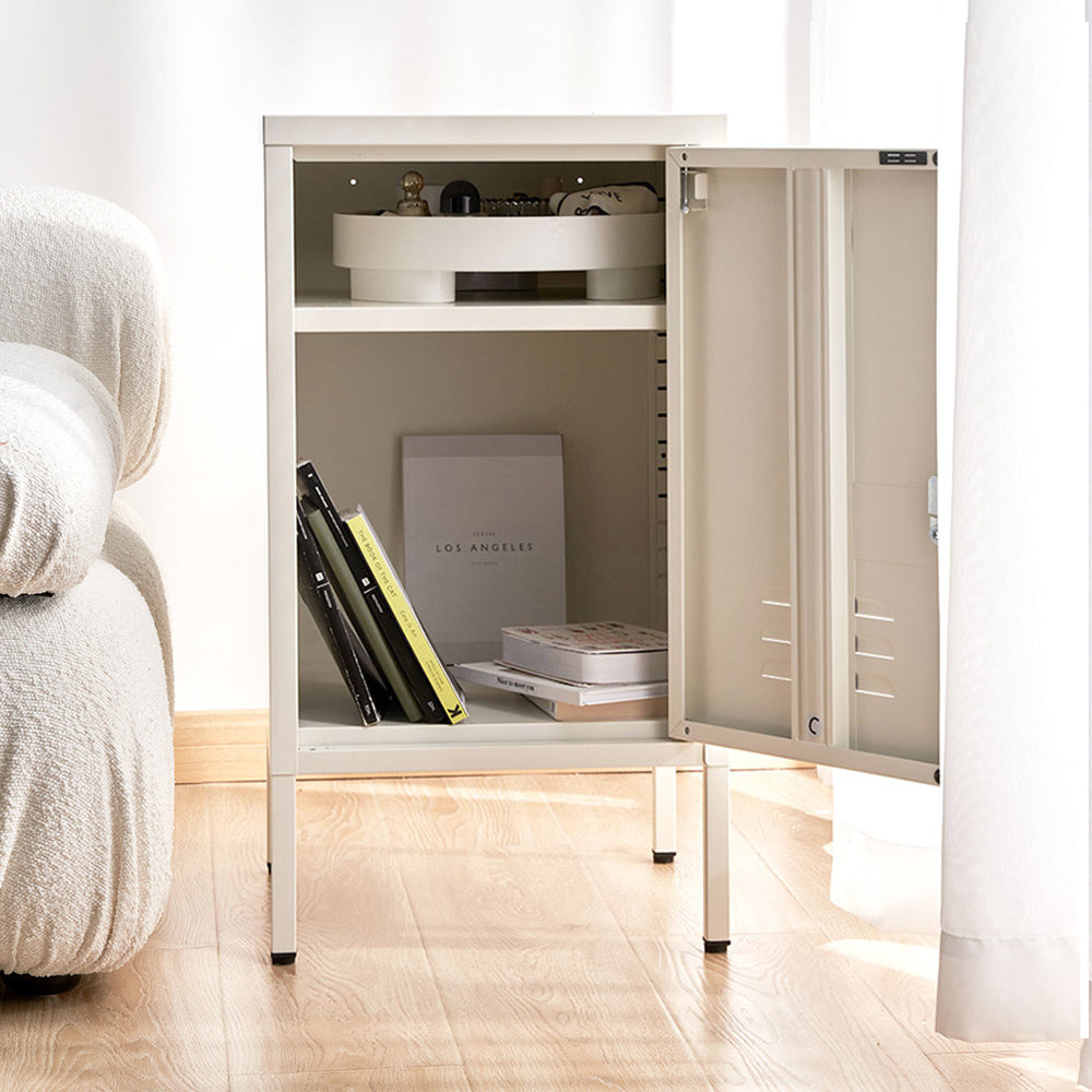 Bedside Tables: Artiss Bedside Table Metal Cabinet - White