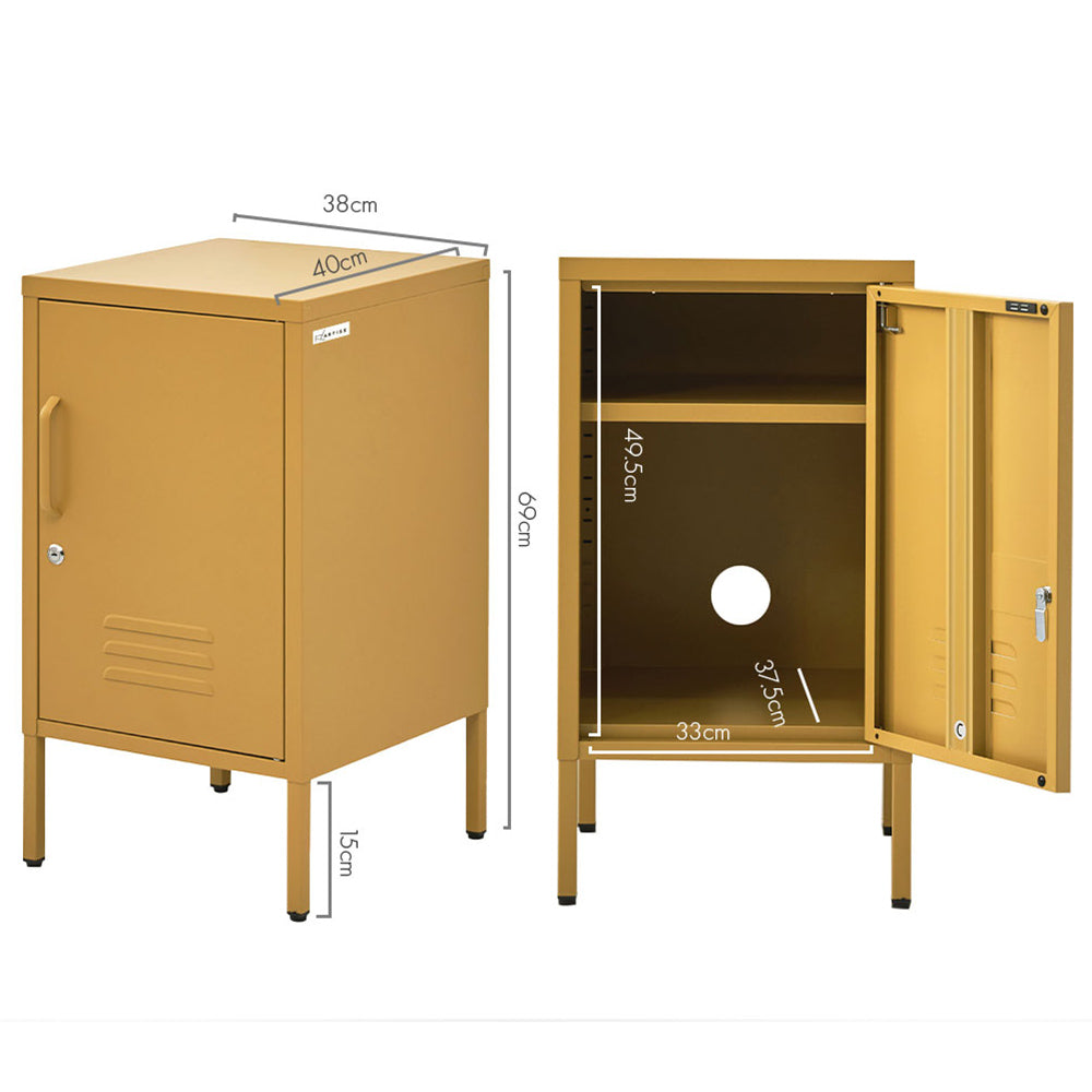 Bedside Tables: Artiss Bedside Table Metal Cabinet - Yellow