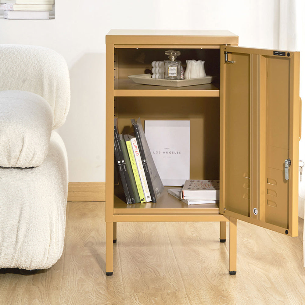 Bedside Tables: Artiss Bedside Table Metal Cabinet - Yellow