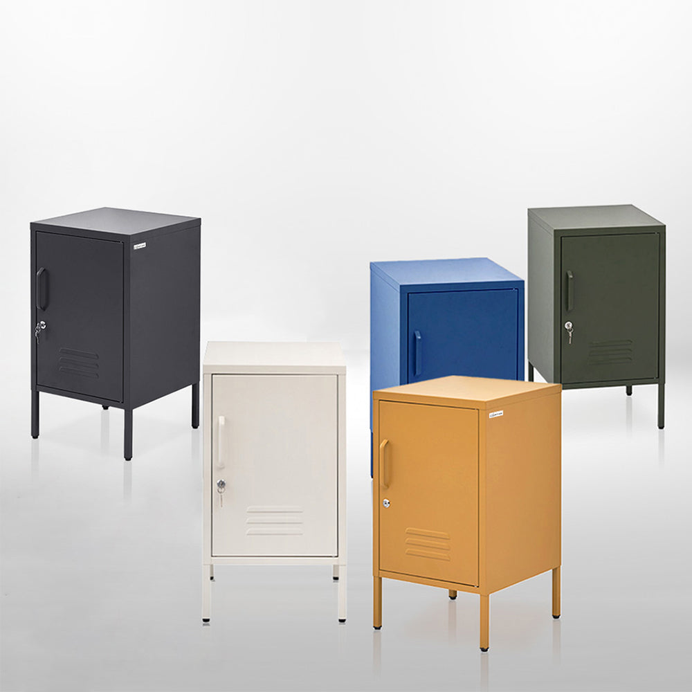 Bedside Tables: Artiss Bedside Table Metal Cabinet - Yellow