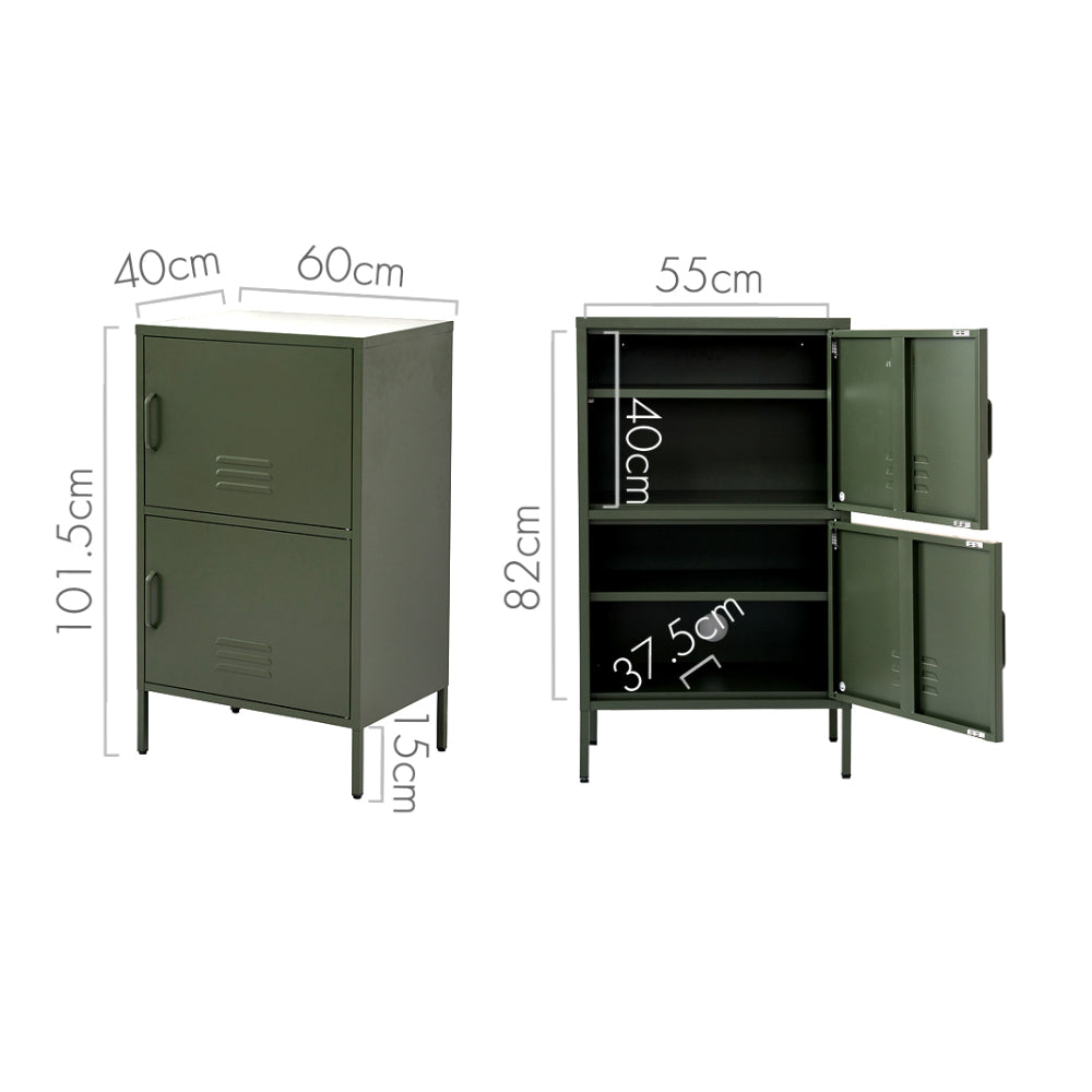 Buffets & Sideboards: Artiss Buffet Sideboard Metal Cabinet - DOUBLE Green