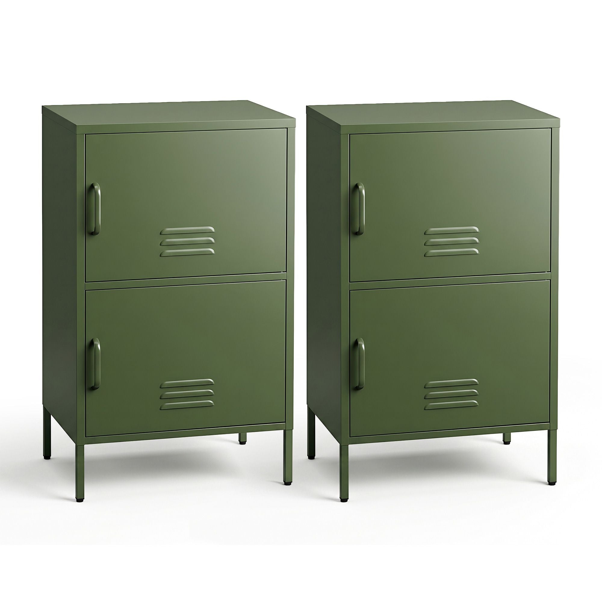 Artiss 2x Buffet Sideboard Cabinet Storage Cupboard 2 Doors Metal Green DOUBLE
