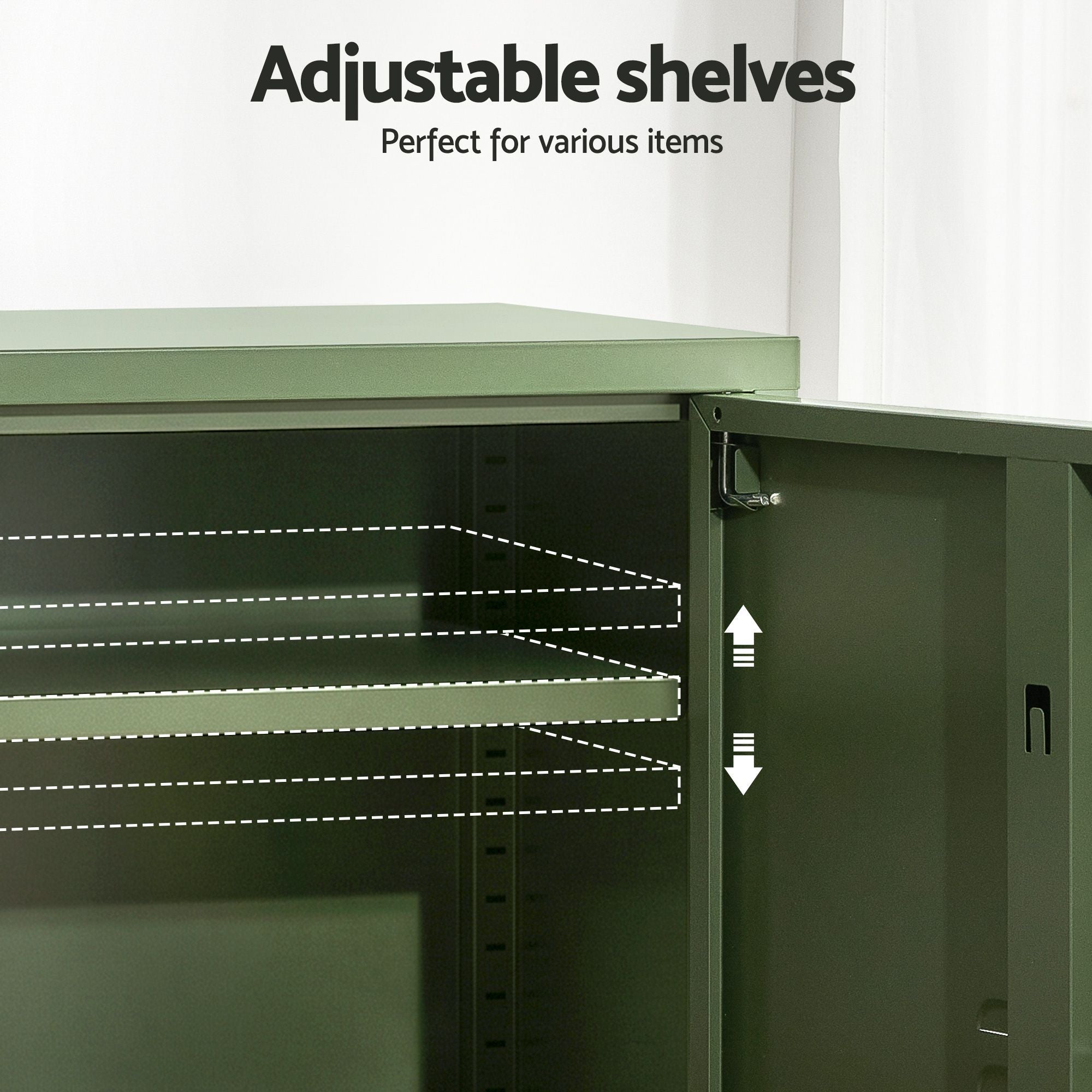 Artiss 2x Buffet Sideboard Cabinet Storage Cupboard 2 Doors Metal Green DOUBLE