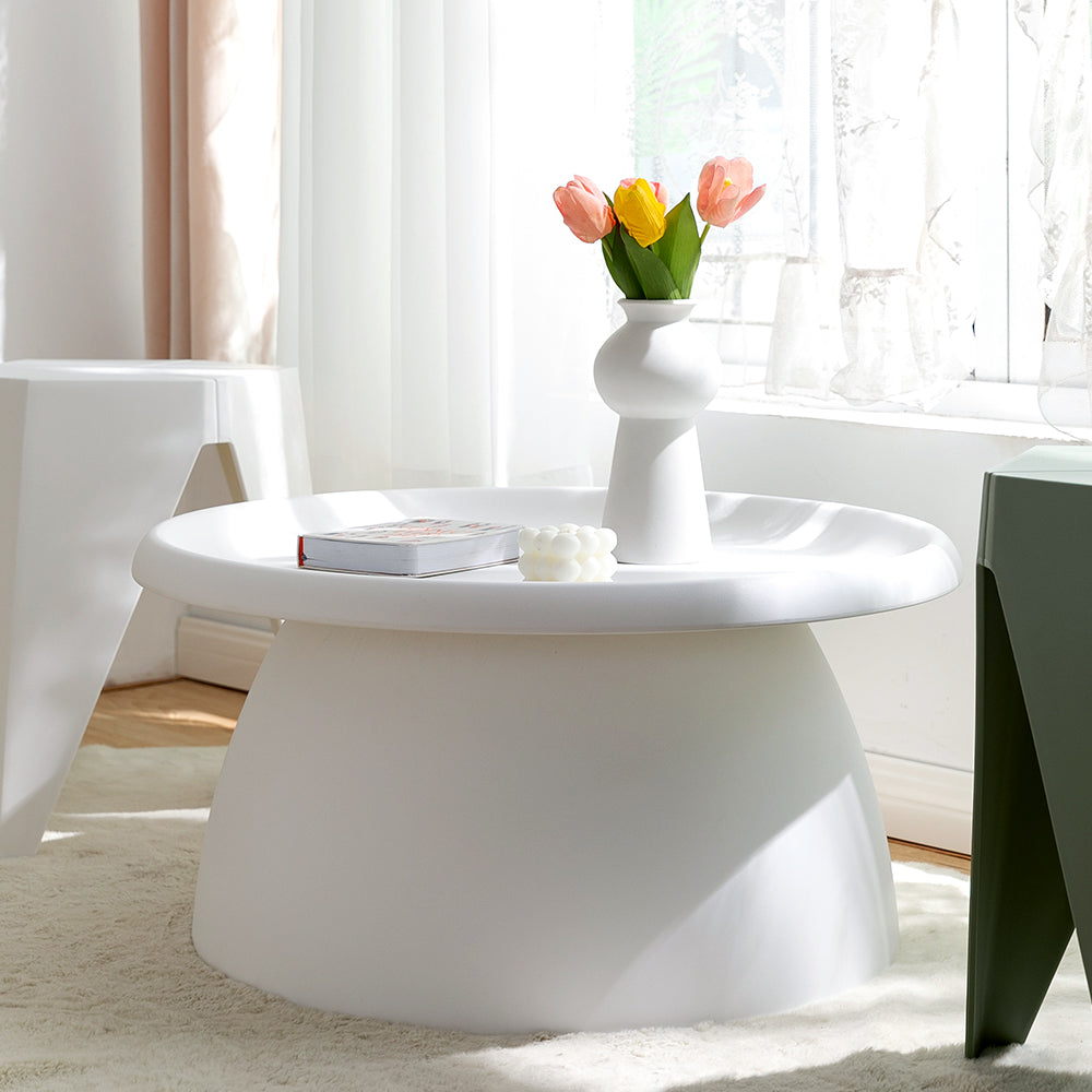 Coffee Tables: Artiss Coffee Table Round 71CM Plastic White