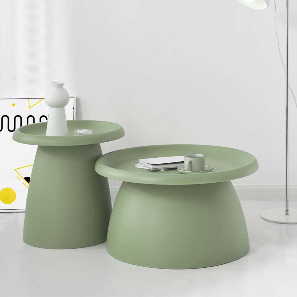 Disposable Cups: Artiss Coffee Table Round 52CM Plastic Green