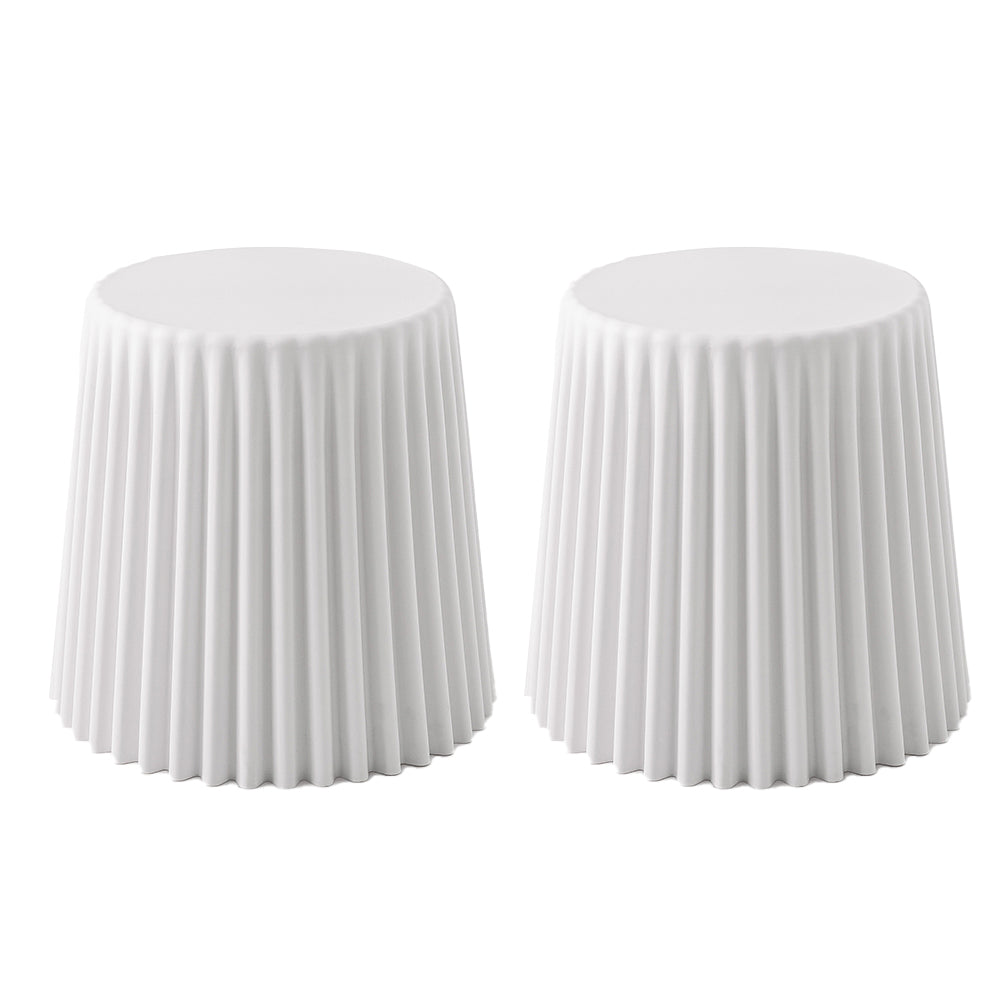 Table & Bar Stools: Artiss 2x Bar Stools Cupcake Plastic Foot Stool White