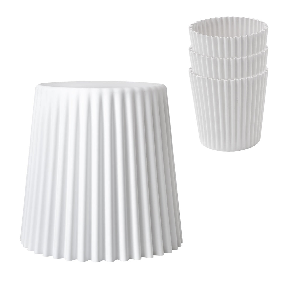 Table & Bar Stools: Artiss Set of 4 Cupcake Bar Stools Stackable Foot Stool White