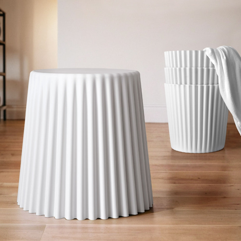 Table & Bar Stools: Artiss Set of 4 Cupcake Bar Stools Stackable Foot Stool White