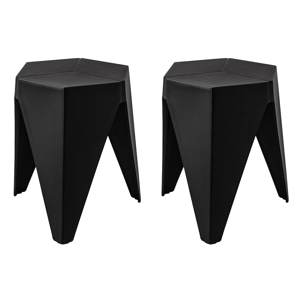 Table & Bar Stools: Artiss 2x Bar Stools Puzzle Plastic Foot Stool Black