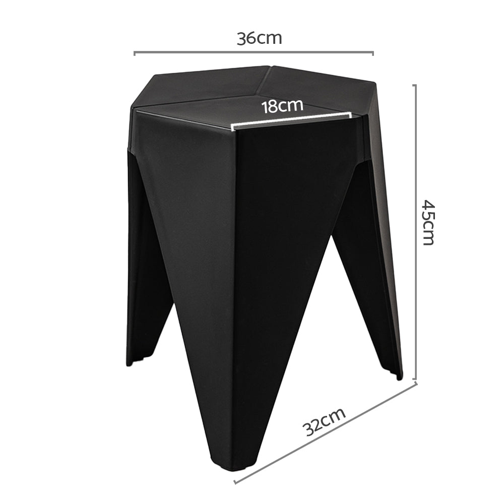 Table & Bar Stools: Artiss 2x Bar Stools Puzzle Plastic Foot Stool Black