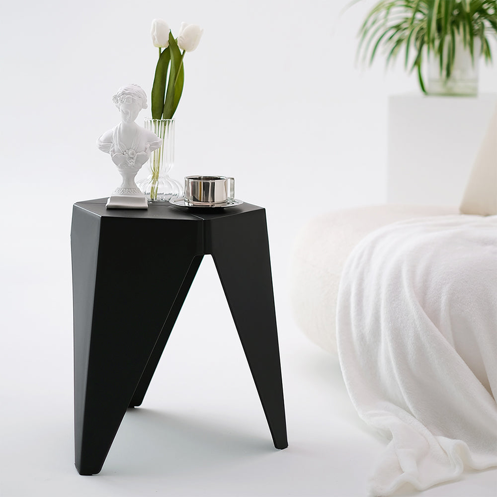 Table & Bar Stools: Artiss 2x Bar Stools Puzzle Plastic Foot Stool Black
