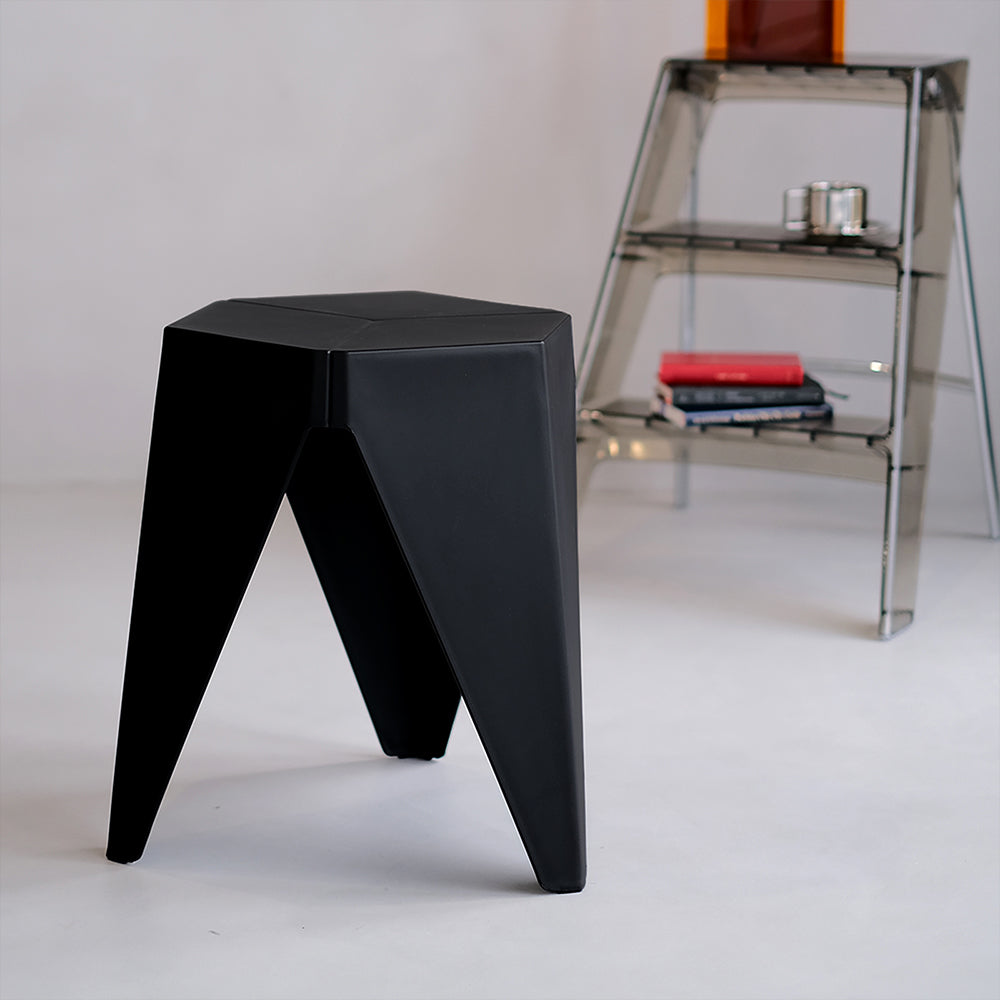 Table & Bar Stools: Artiss 2x Bar Stools Puzzle Plastic Foot Stool Black