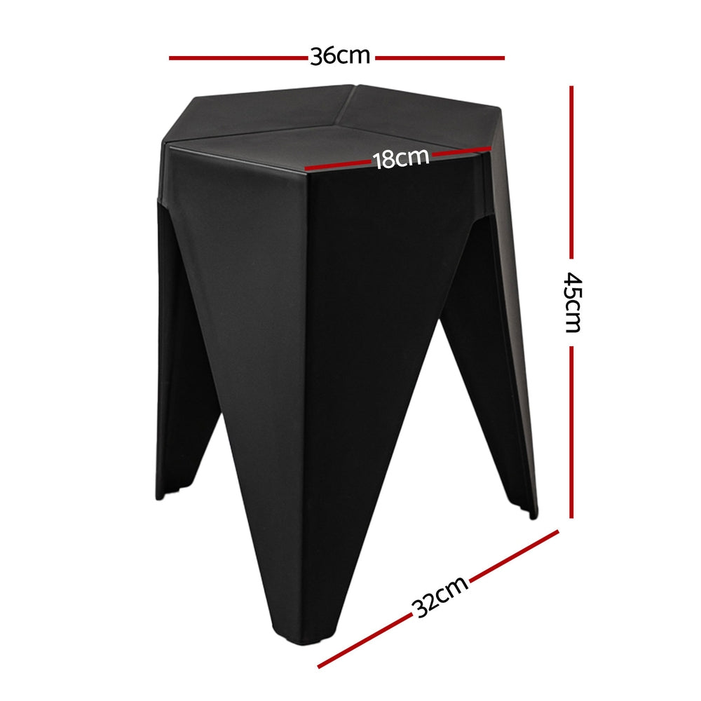 Table & Bar Stools: Artiss 4PC Puzzle Stool Plastic Bar Stools Stackable Black