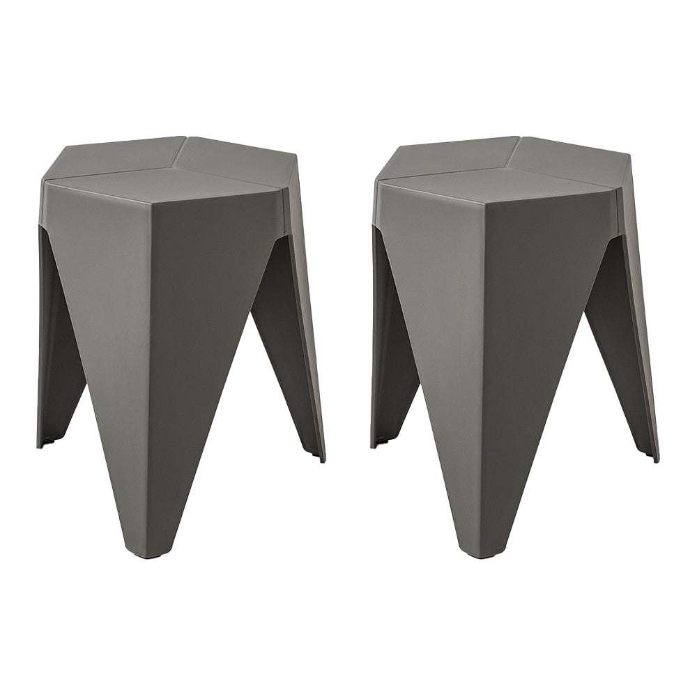 Table & Bar Stools: Artiss 2x Bar Stools Puzzle Plastic Foot Stool Grey
