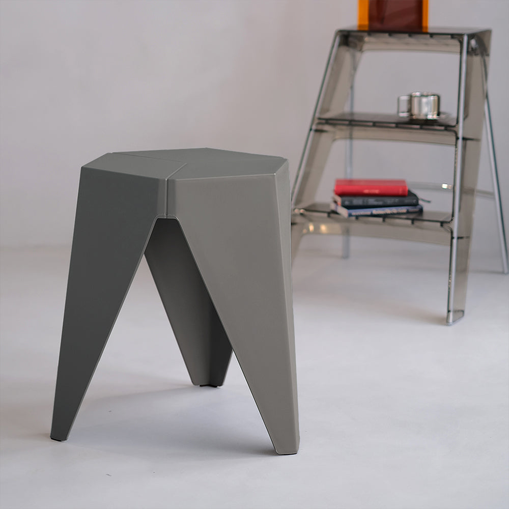 Table & Bar Stools: Artiss 2x Bar Stools Puzzle Plastic Foot Stool Grey