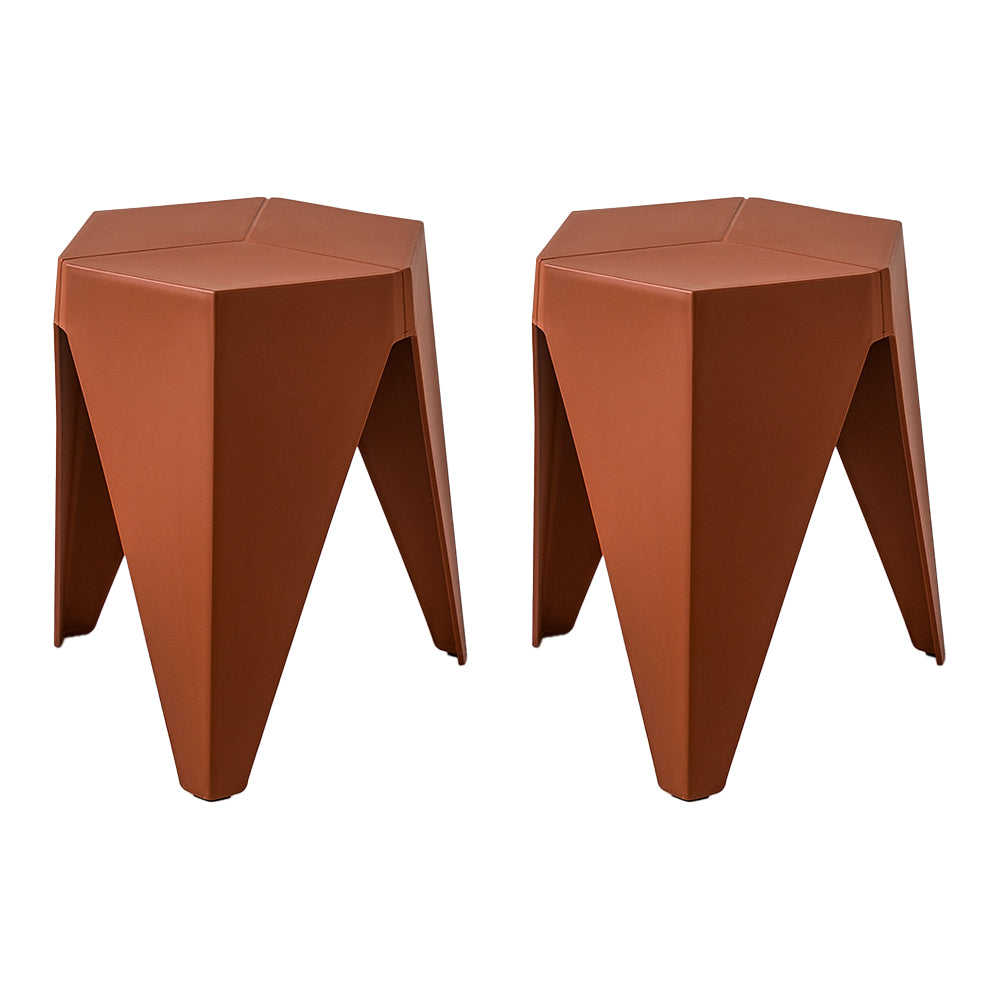 Table & Bar Stools: Artiss 2x Bar Stools Puzzle Plastic Foot Stool Red