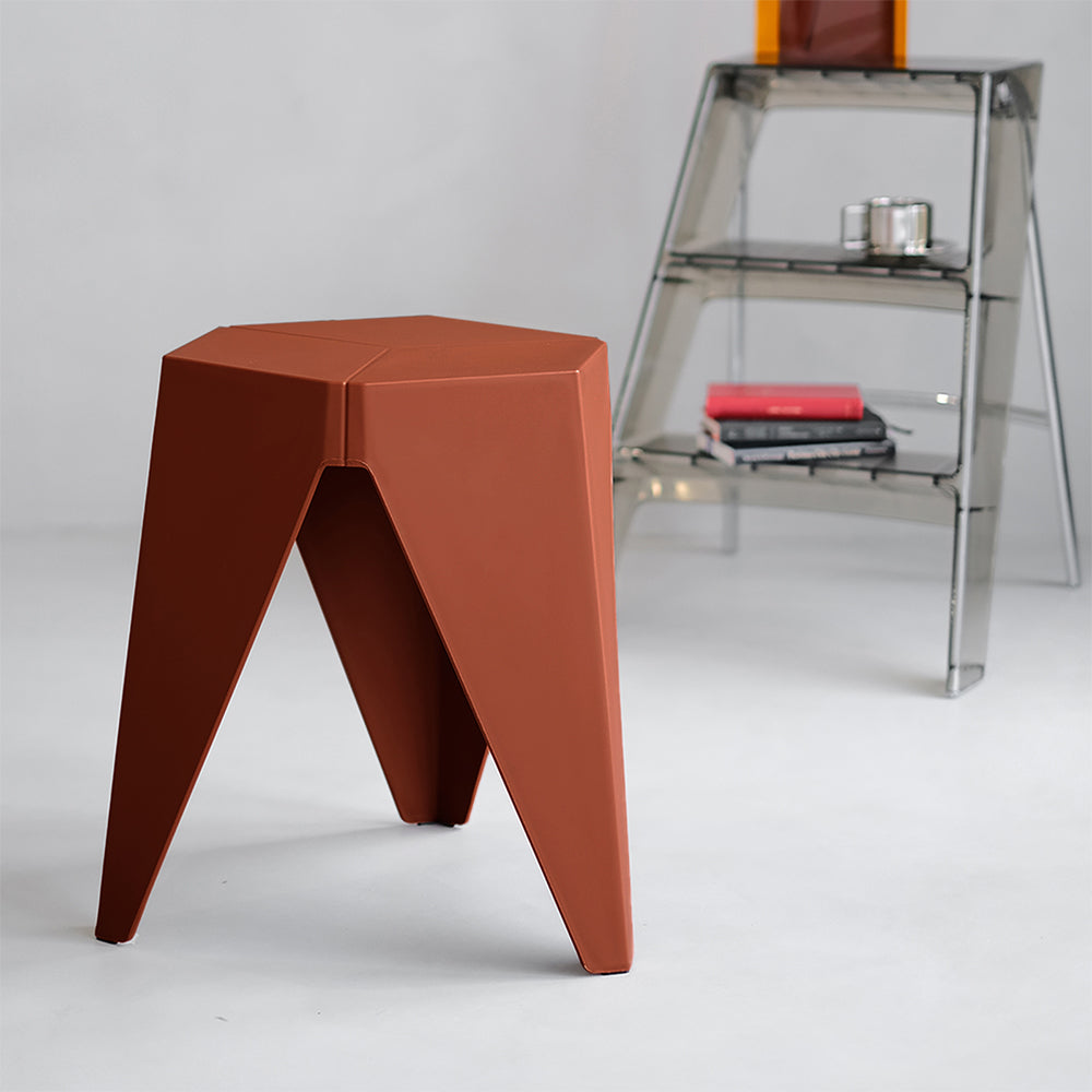 Table & Bar Stools: Artiss 2x Bar Stools Puzzle Plastic Foot Stool Red