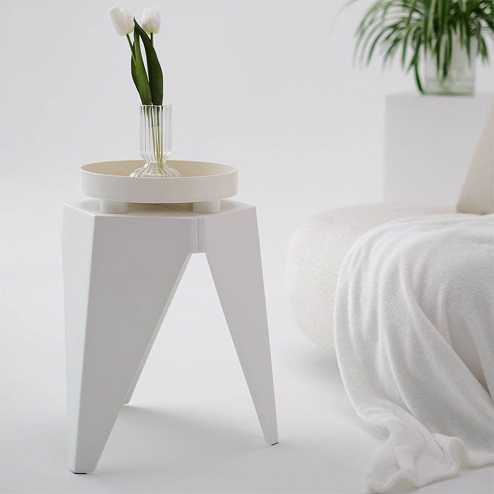 Table & Bar Stools: Artiss 2x Bar Stools Puzzle Plastic Foot Stool White