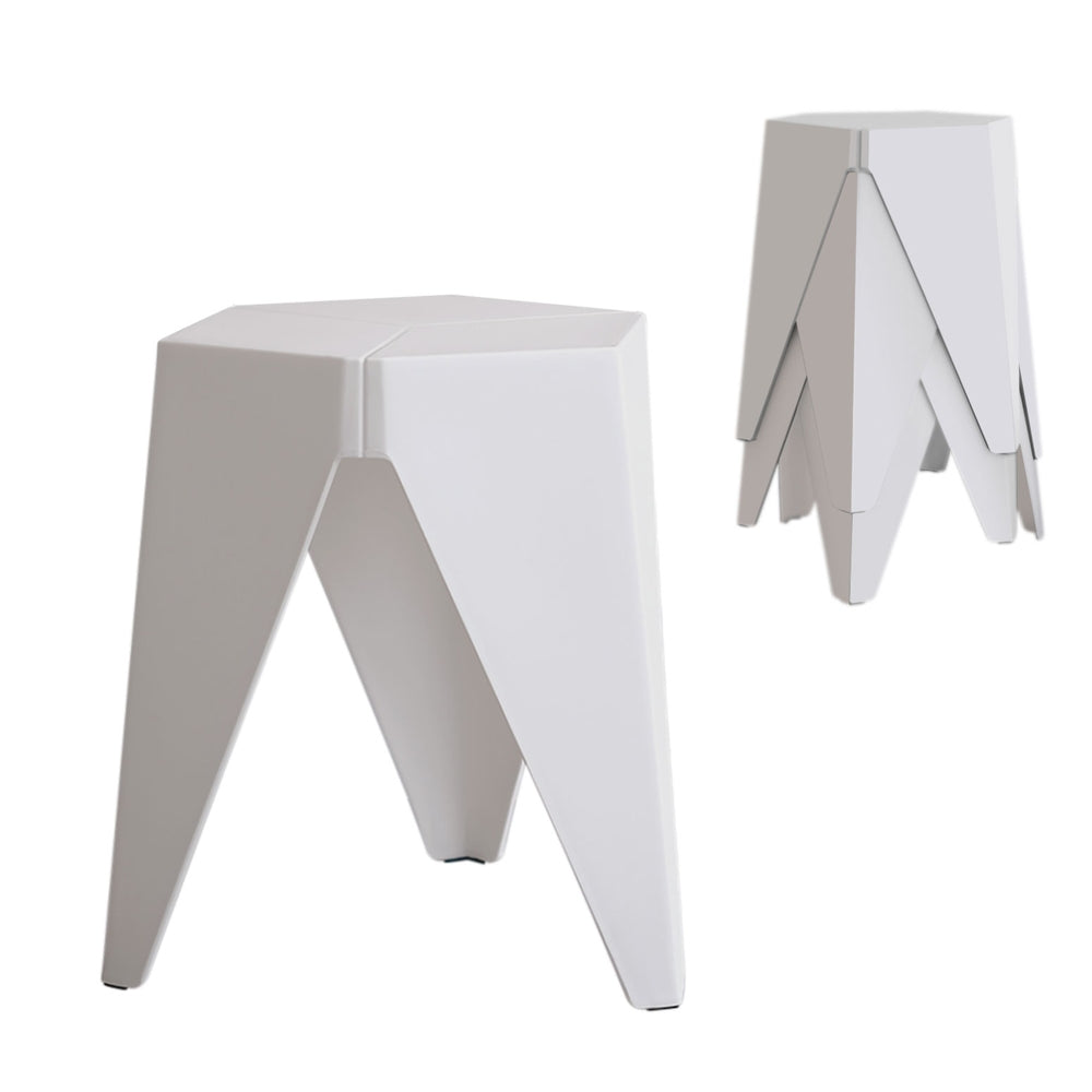 Table & Bar Stools: Artiss 4PC Puzzle Stool Bar Stools Stackable White