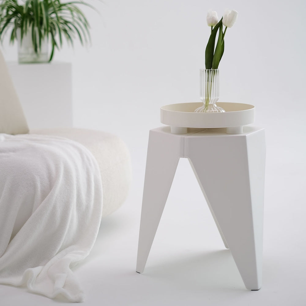 Table & Bar Stools: Artiss 4PC Puzzle Stool Bar Stools Stackable White