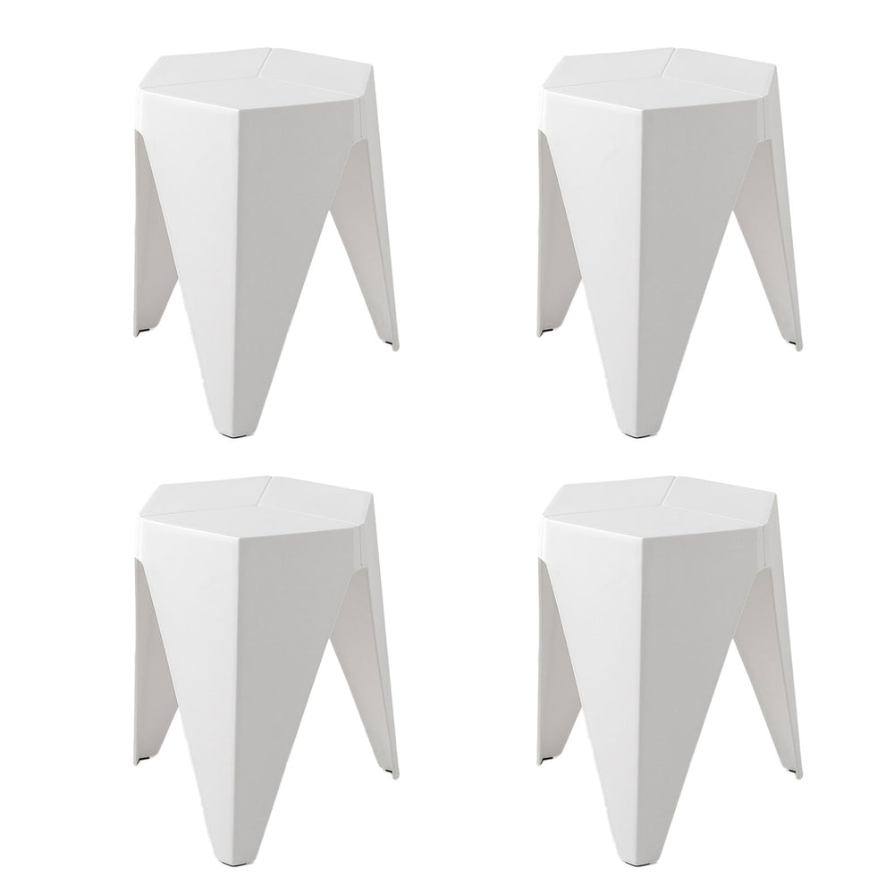 Table & Bar Stools: Artiss 4PC Puzzle Stool Bar Stools Stackable White