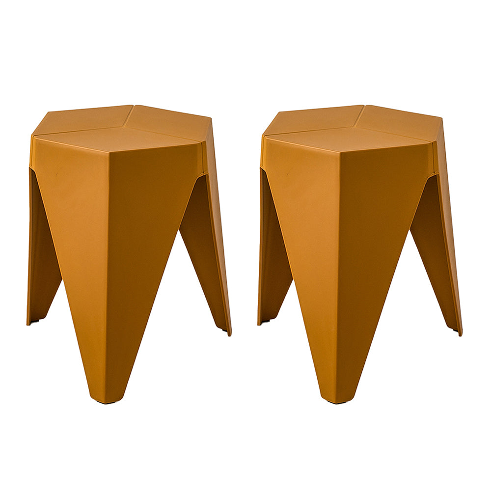 Table & Bar Stools: Artiss 2x Bar Stools Kitchen Dining Chairs Plastic Puzzle Foot Stool Yellow