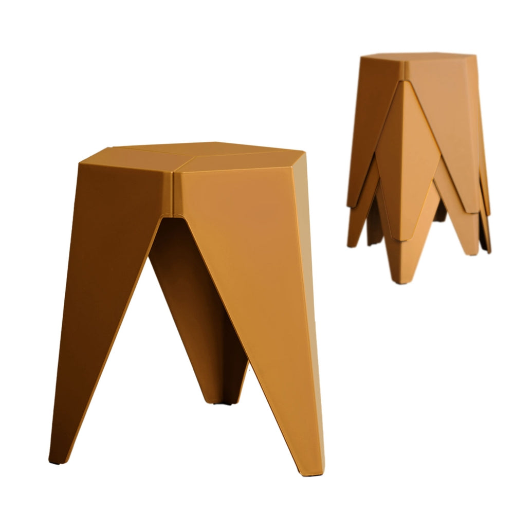 Table & Bar Stools: Artiss 4PC Puzzle Stool Bar Stools Stackable Yellow
