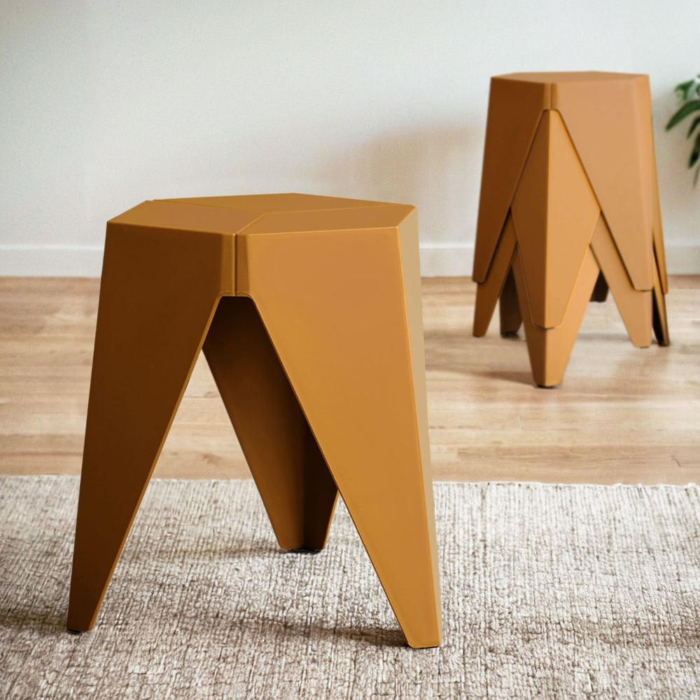 Table & Bar Stools: Artiss 4PC Puzzle Stool Bar Stools Stackable Yellow