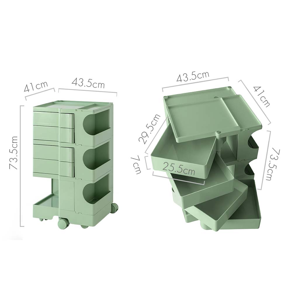 Side Tables: Artiss Storage Trolley Bedside Table 5 Tier Cart Boby Replica Green