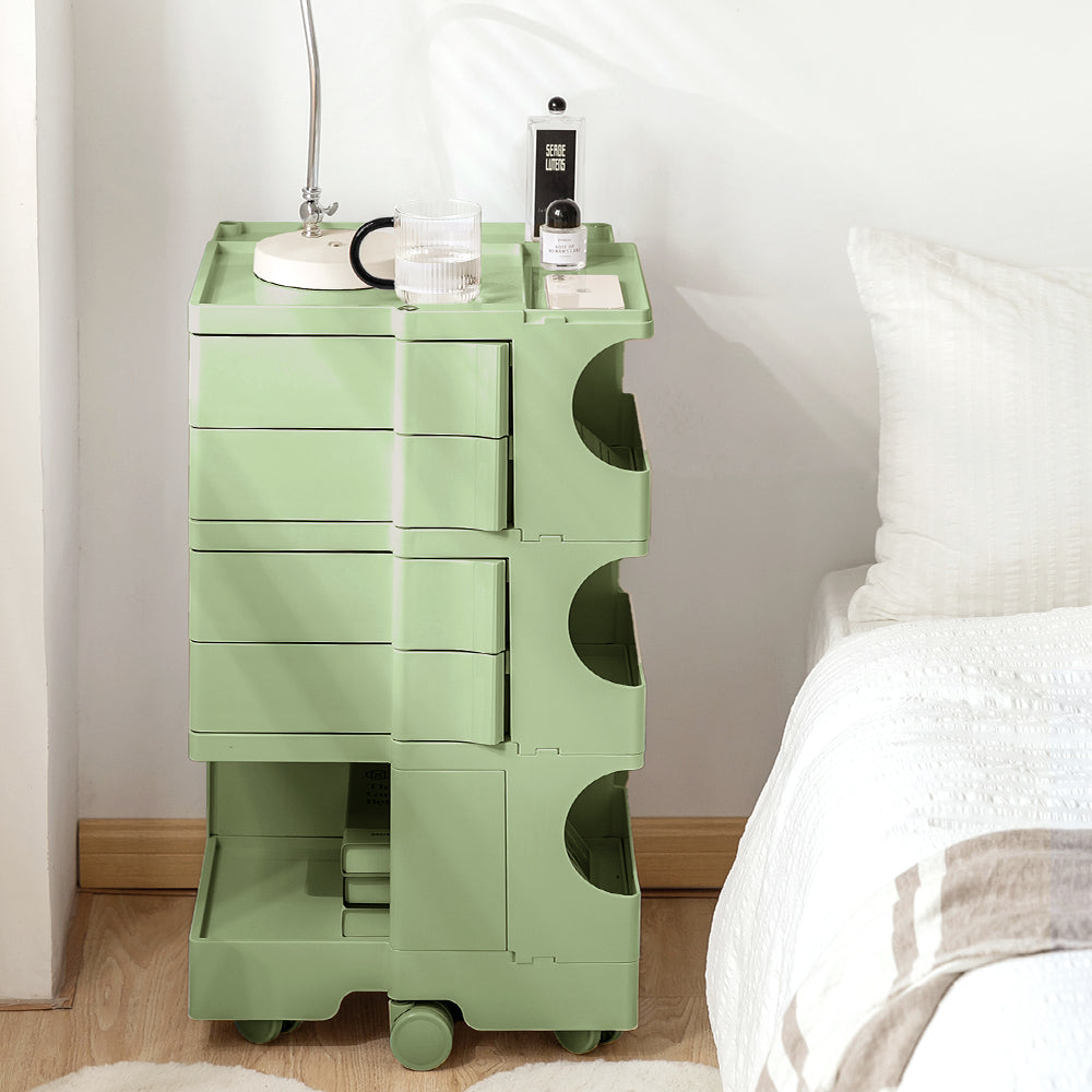 Side Tables: Artiss Storage Trolley Bedside Table 5 Tier Cart Boby Replica Green