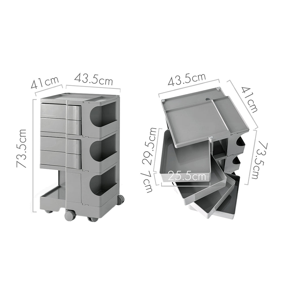 Side Tables: ArtissIn Storage Trolley Bedside Table 5 Tier Cart Boby Replica Grey