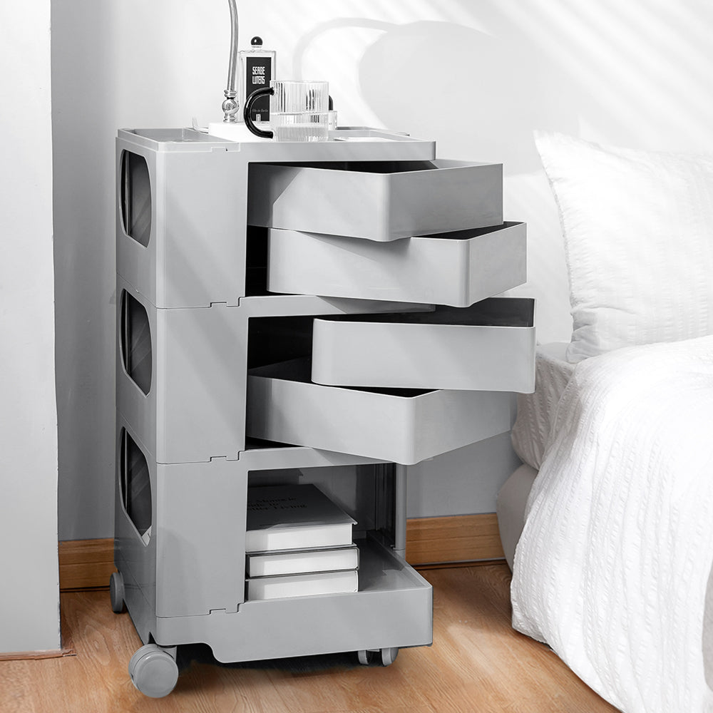Side Tables: ArtissIn Storage Trolley Bedside Table 5 Tier Cart Boby Replica Grey