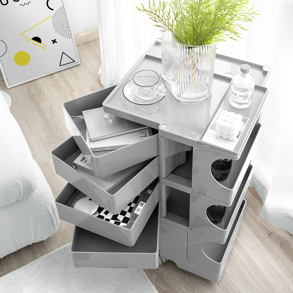 Side Tables: ArtissIn Storage Trolley Bedside Table 5 Tier Cart Boby Replica Grey